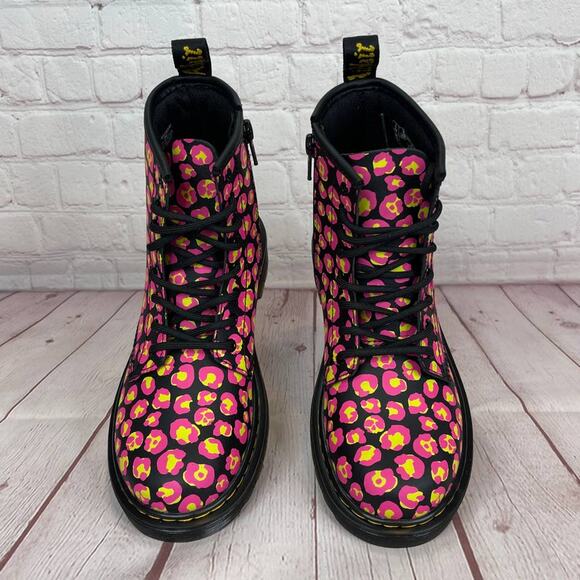 Dr. Martens 1460 Pink Leopard Hydro Leather Lace Up Boots Girls Youth Size 3 - Picture 6 of 10